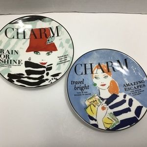 Kate Spade "Make Headlines - Travel Bright & Rain or Shine” Tidbit Plate